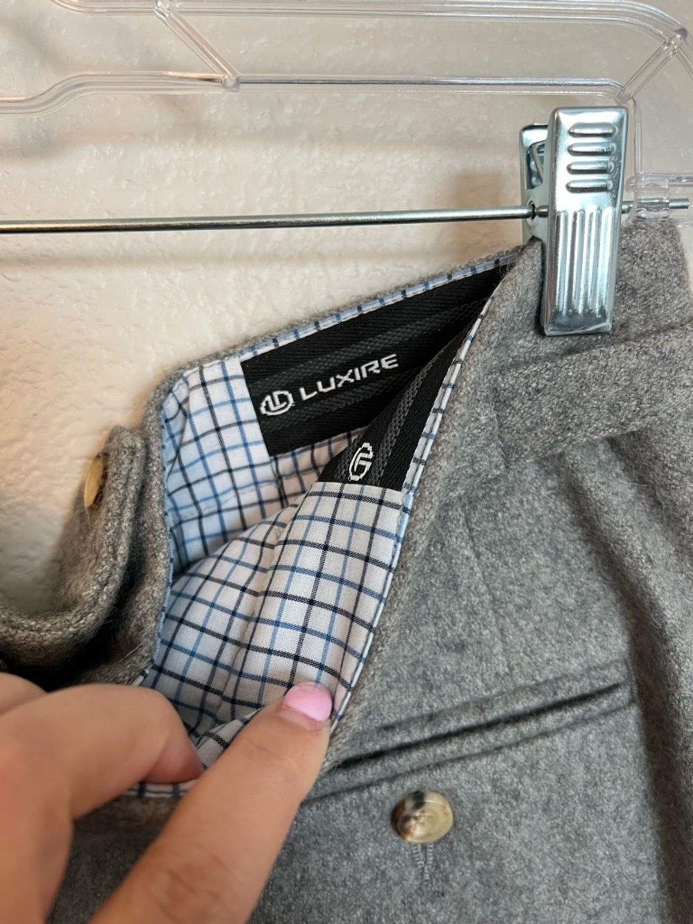 NWOT Luxire Men's Wool Charcoal Gray Dress Trousers w Side Tabs | Size 32x33.5 - Picture 3 of 6